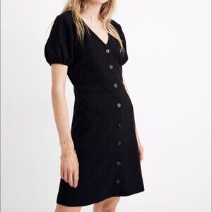 Madewell Texture & Thread Puff-Sleeve Mini Dress Black size